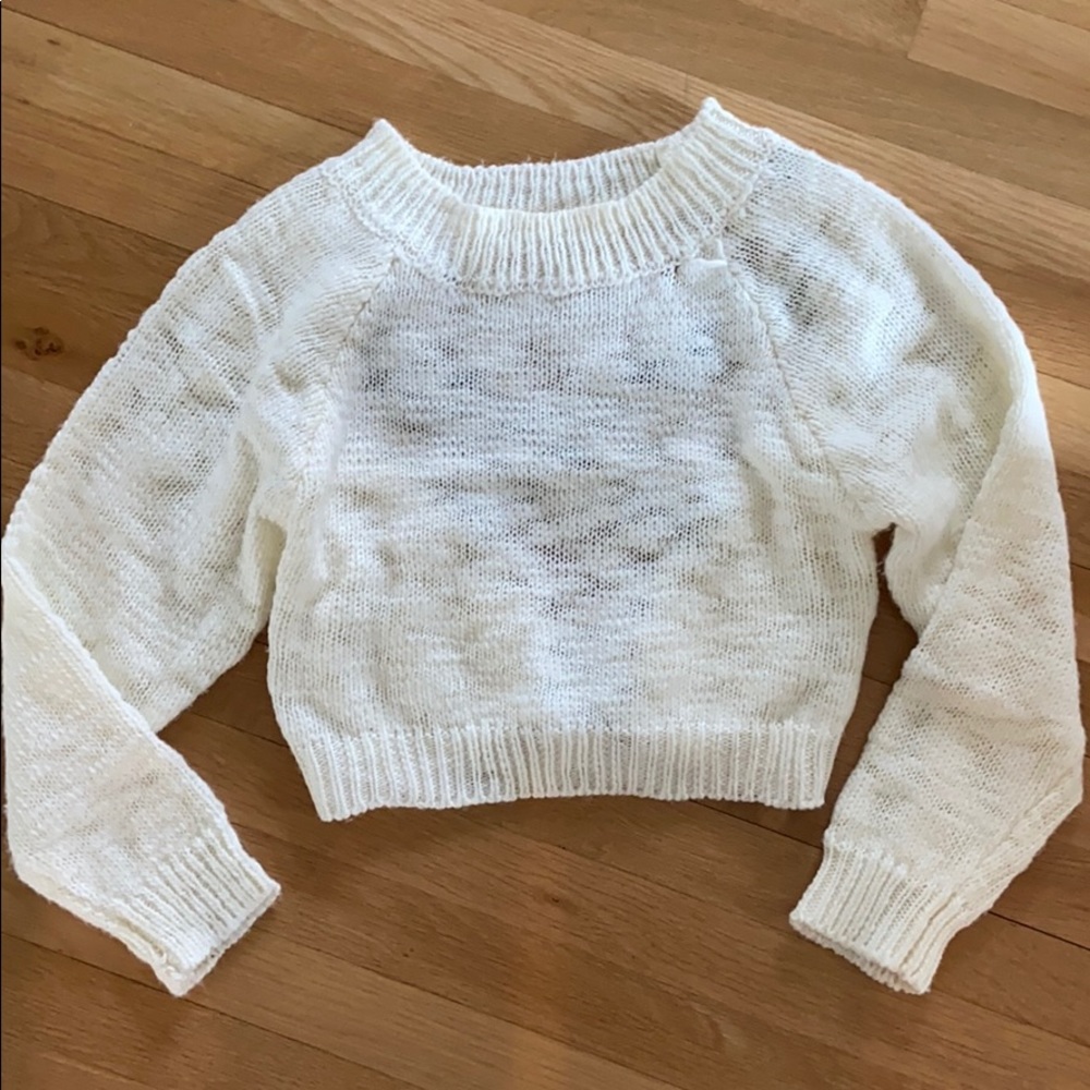 White Jersey-knit Sweater with open back.